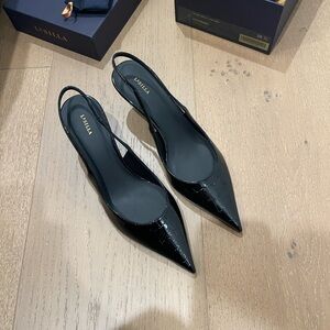 Bella Black Patent Slingback Heels